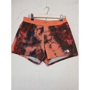 North Face Womens Running Shorts Size Medium Athletic Gym Workout Lined Tye Dye